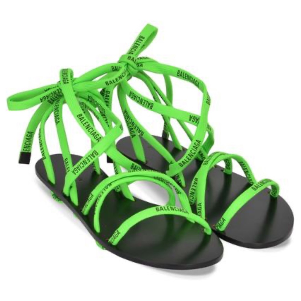 Balenciaga Flat Tie-Up Sandals w/ Printed Laces BN - Picture 2 of 8